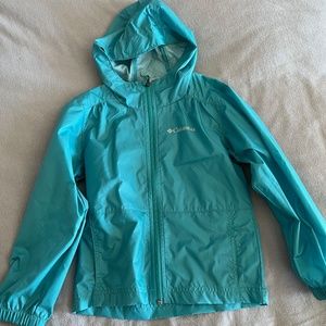 Columbia Girls teal rain coat size XS